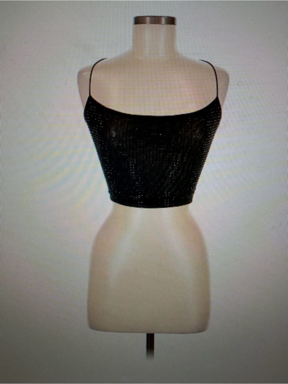DAVEMOR Black Sequin Spaghetti Strap Cropped Camisole SZ large,NWT